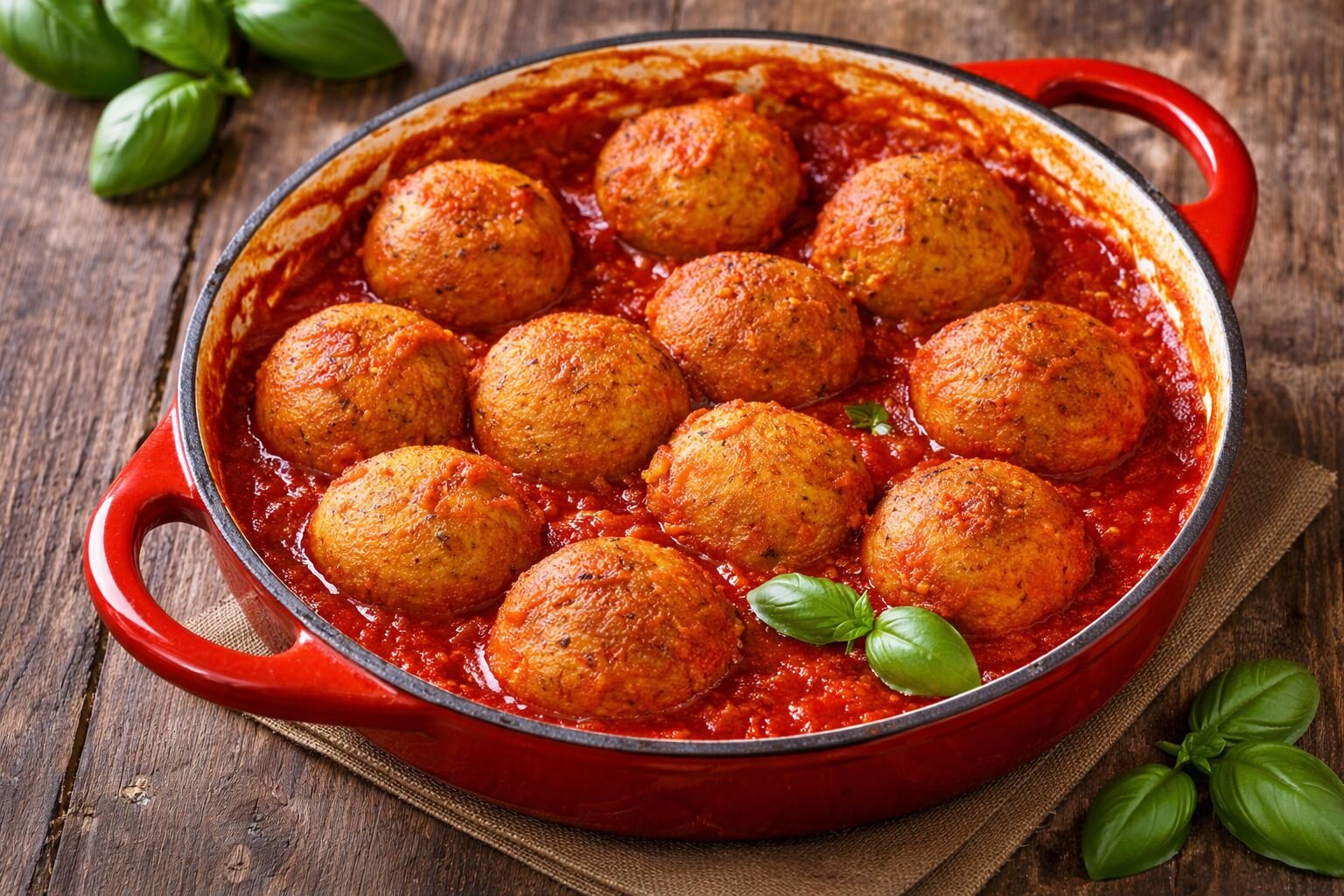Piatto di terracotta con le tipiche polpette cacio e ova d'Abruzzo | © Generato da IA