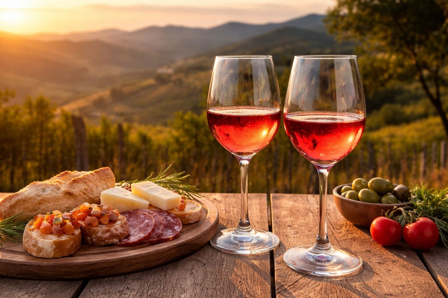 Calici con cesaruolo d'abruzzo, il vino rosato più tipico | © Generato da IA
