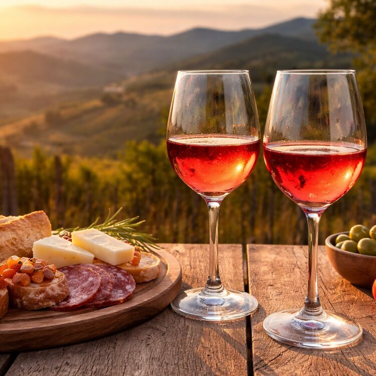 Calici con cesaruolo d'abruzzo, il vino rosato più tipico | © Generato da IA