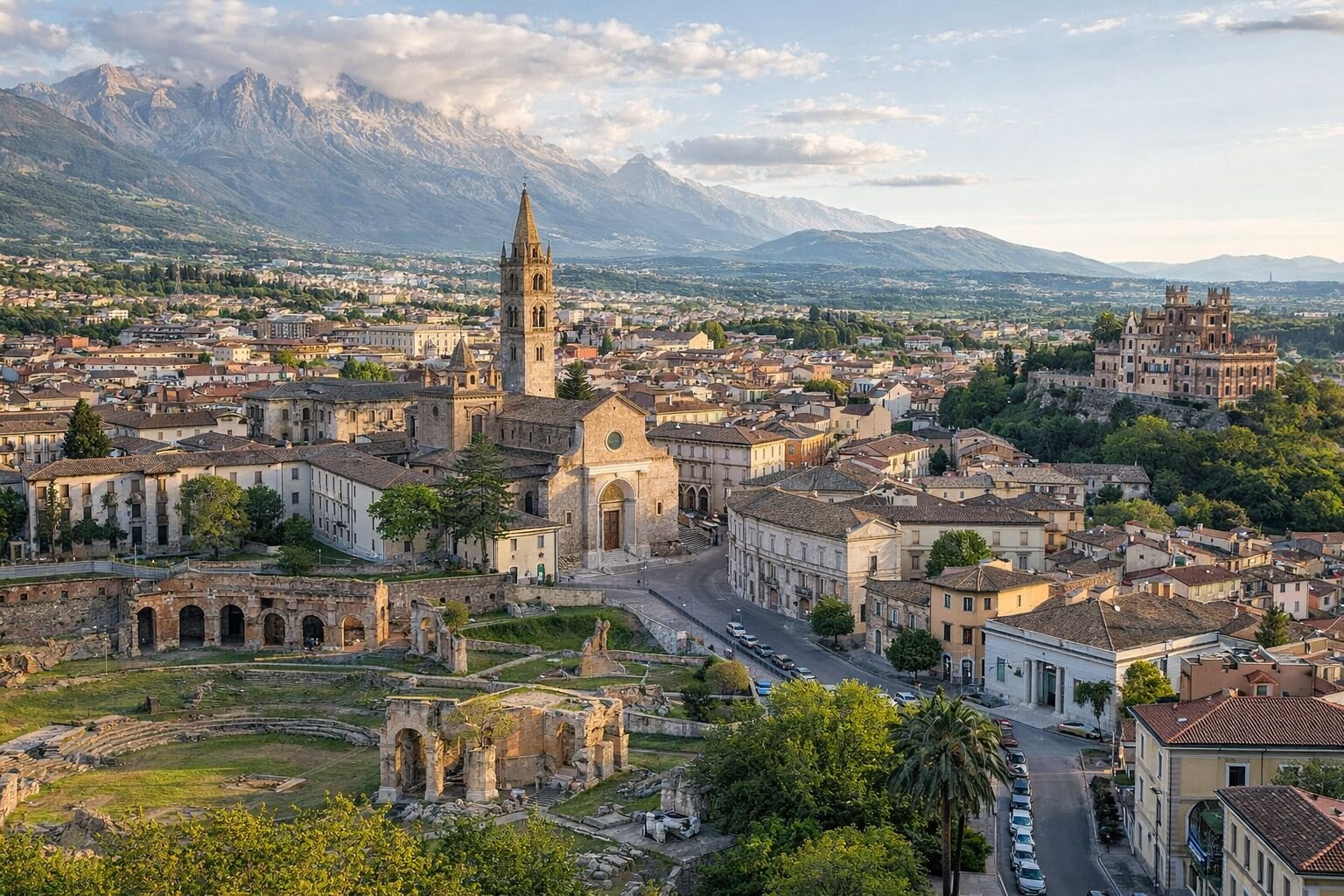 Vista panoramica della città di Teramo in Abruzzo | © Generata con IA