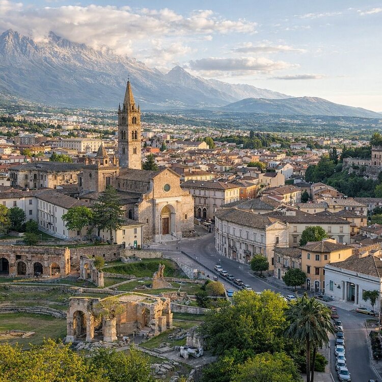Vista panoramica della città di Teramo in Abruzzo | © Generata con IA
