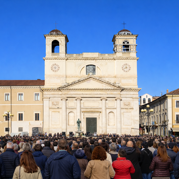 Persone durante un evento a l'Aquila | © Generata da IA